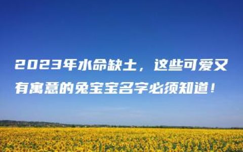 2023年水命缺土，这些可爱又有寓意的兔宝宝名字必须知道！