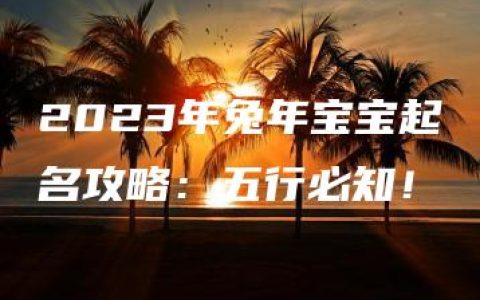 2023年兔年宝宝起名攻略：五行必知！