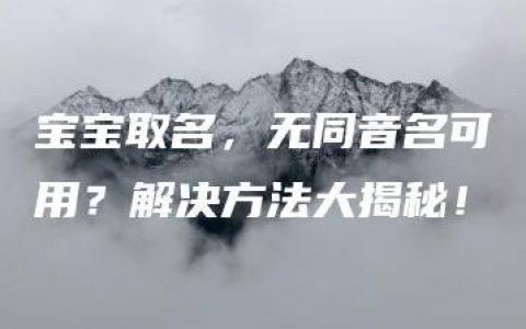 宝宝取名，无同音名可用？解决方法大揭秘！