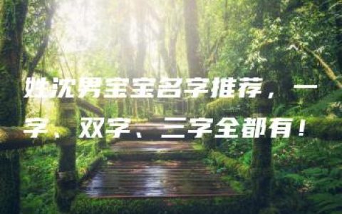 姓沈男宝宝名字推荐，一字、双字、三字全都有！