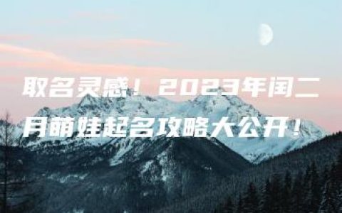 取名灵感！2023年闰二月萌娃起名攻略大公开！