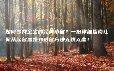 如何寻找宝宝的完美小名？一份详细指南让你从起名思路到选名方法无忧无虑！