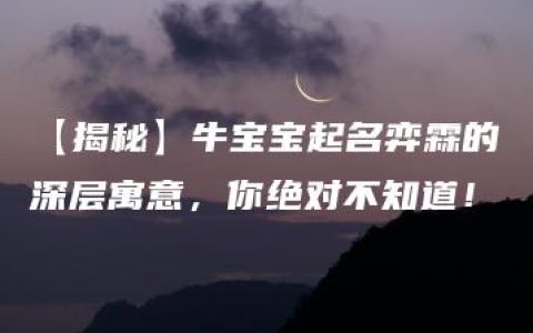 【揭秘】牛宝宝起名弈霖的深层寓意，你绝对不知道！