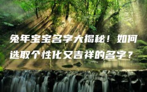 兔年宝宝名字大揭秘！如何选取个性化又吉祥的名字？