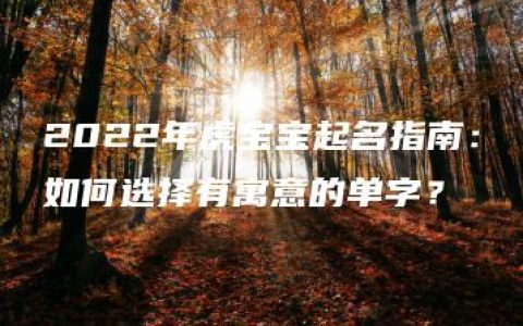 2022年虎宝宝起名指南：如何选择有寓意的单字？