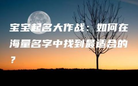 宝宝起名大作战：如何在海量名字中找到最适合的？