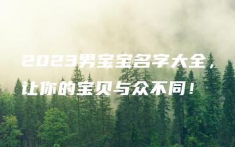 2023男宝宝名字大全，让你的宝贝与众不同！