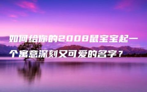 如何给你的2008鼠宝宝起一个寓意深刻又可爱的名字？