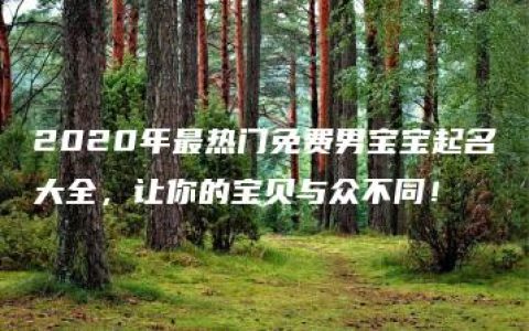 2020年最热门免费男宝宝起名大全，让你的宝贝与众不同！