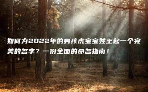 如何为2022年的男孩虎宝宝姓王起一个完美的名字？一份全面的命名指南！