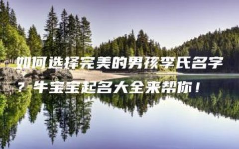 如何选择完美的男孩李氏名字？牛宝宝起名大全来帮你！