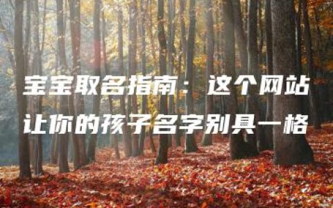 宝宝取名指南：这个网站让你的孩子名字别具一格