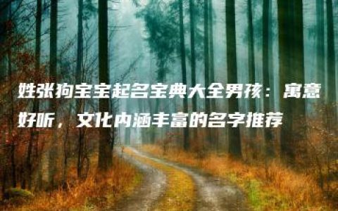 姓张狗宝宝起名宝典大全男孩：寓意好听，文化内涵丰富的名字推荐