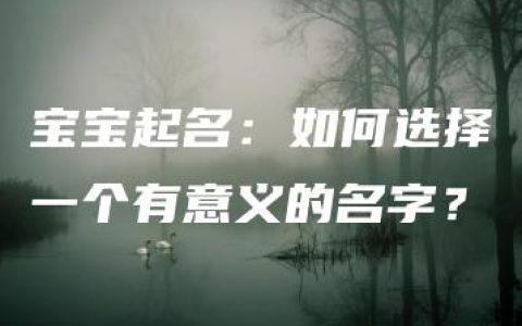 宝宝起名：如何选择一个有意义的名字？