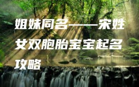 姐妹同名——宋姓女双胞胎宝宝起名攻略