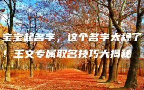 宝宝起名字，这个名字太稳了！王文专属取名技巧大揭秘