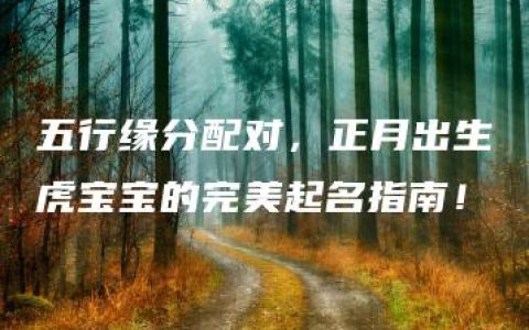 五行缘分配对，正月出生虎宝宝的完美起名指南！