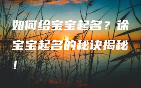 如何给宝宝起名？徐宝宝起名的秘诀揭秘！