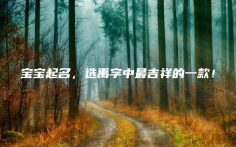 宝宝起名，选禹字中最吉祥的一款！