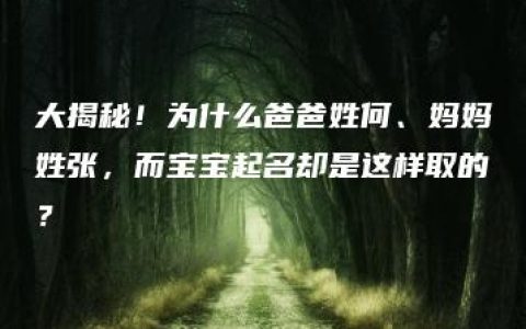 大揭秘！为什么爸爸姓何、妈妈姓张，而宝宝起名却是这样取的？