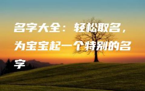 名字大全：轻松取名，为宝宝起一个特别的名字