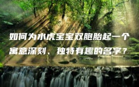 如何为水虎宝宝双胞胎起一个寓意深刻、独特有趣的名字？