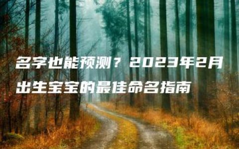 名字也能预测？2023年2月出生宝宝的最佳命名指南