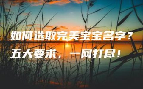 如何选取完美宝宝名字？五大要求，一网打尽！