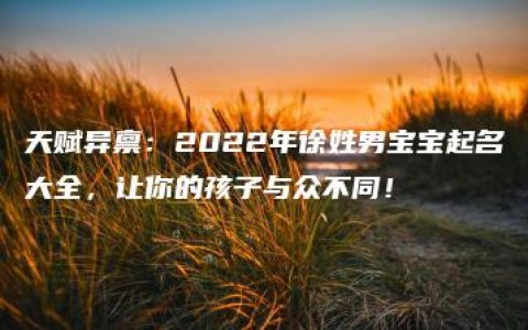 天赋异禀：2022年徐姓男宝宝起名大全，让你的孩子与众不同！