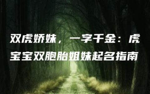 双虎娇妹，一字千金：虎宝宝双胞胎姐妹起名指南