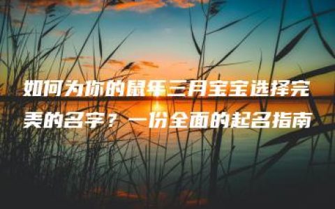 如何为你的鼠年三月宝宝选择完美的名字？一份全面的起名指南