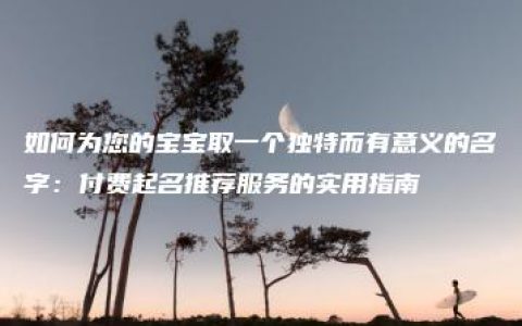 如何为您的宝宝取一个独特而有意义的名字：付费起名推荐服务的实用指南