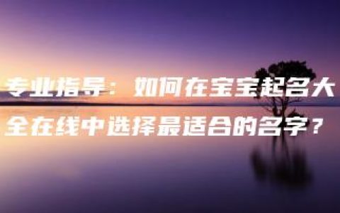 专业指导：如何在宝宝起名大全在线中选择最适合的名字？