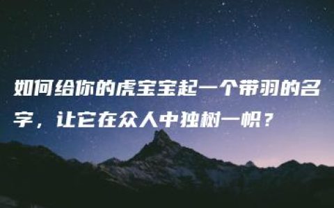 如何给你的虎宝宝起一个带羽的名字，让它在众人中独树一帜？