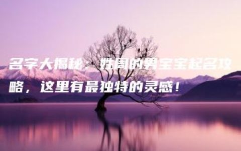 名字大揭秘：姓周的男宝宝起名攻略，这里有最独特的灵感！