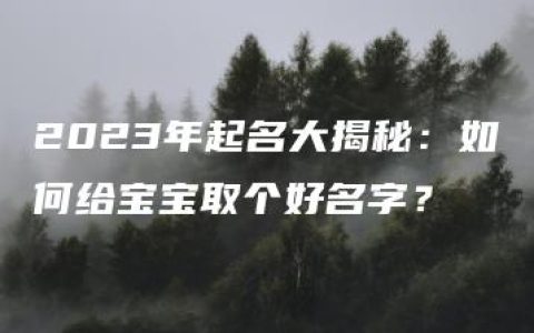 2023年起名大揭秘：如何给宝宝取个好名字？