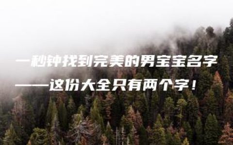 一秒钟找到完美的男宝宝名字——这份大全只有两个字！