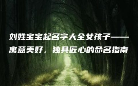 刘姓宝宝起名字大全女孩子——寓意美好，独具匠心的命名指南