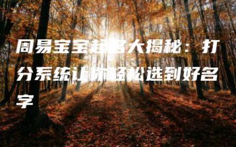 周易宝宝起名大揭秘：打分系统让你轻松选到好名字