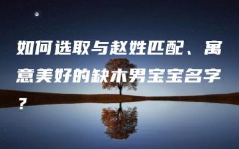 如何选取与赵姓匹配、寓意美好的缺木男宝宝名字？