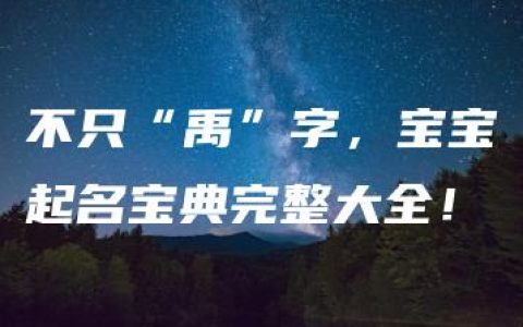 不只“禹”字，宝宝起名宝典完整大全！