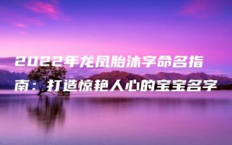 2022年龙凤胎沐字命名指南：打造惊艳人心的宝宝名字