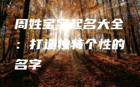 周姓宝宝起名大全：打造独特个性的名字