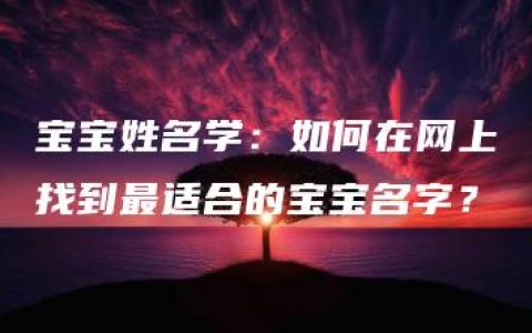 宝宝姓名学：如何在网上找到最适合的宝宝名字？