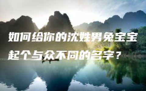 如何给你的沈姓男兔宝宝起个与众不同的名字？