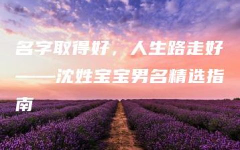 名字取得好，人生路走好——沈姓宝宝男名精选指南