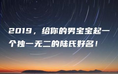 2019，给你的男宝宝起一个独一无二的陆氏好名！