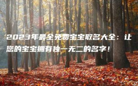 2023年最全免费宝宝取名大全：让您的宝宝拥有独一无二的名字！