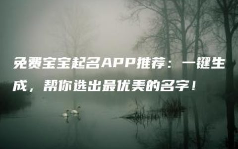 免费宝宝起名APP推荐：一键生成，帮你选出最优美的名字！