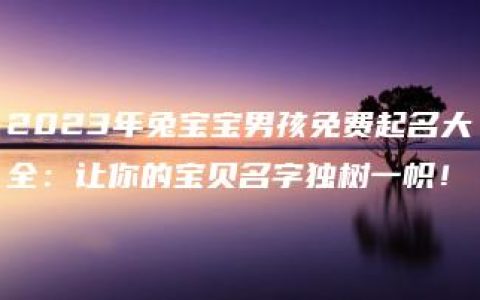 2023年兔宝宝男孩免费起名大全：让你的宝贝名字独树一帜！